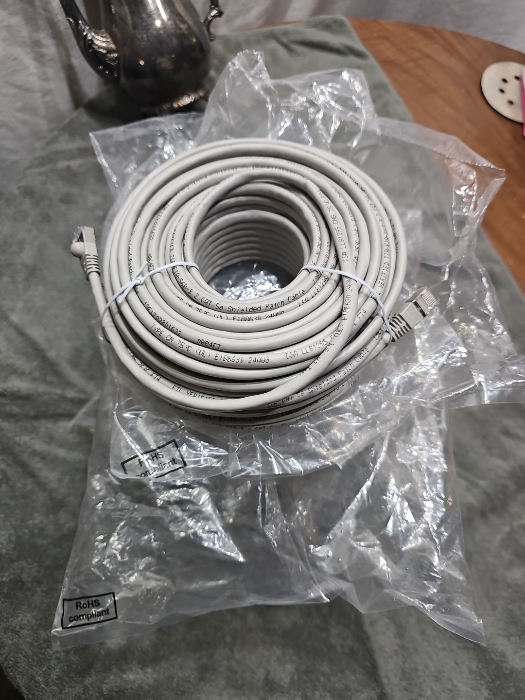 100ft Ethernet Network Cable CAT5E 4P Patch Test to EIA/TIA 568B