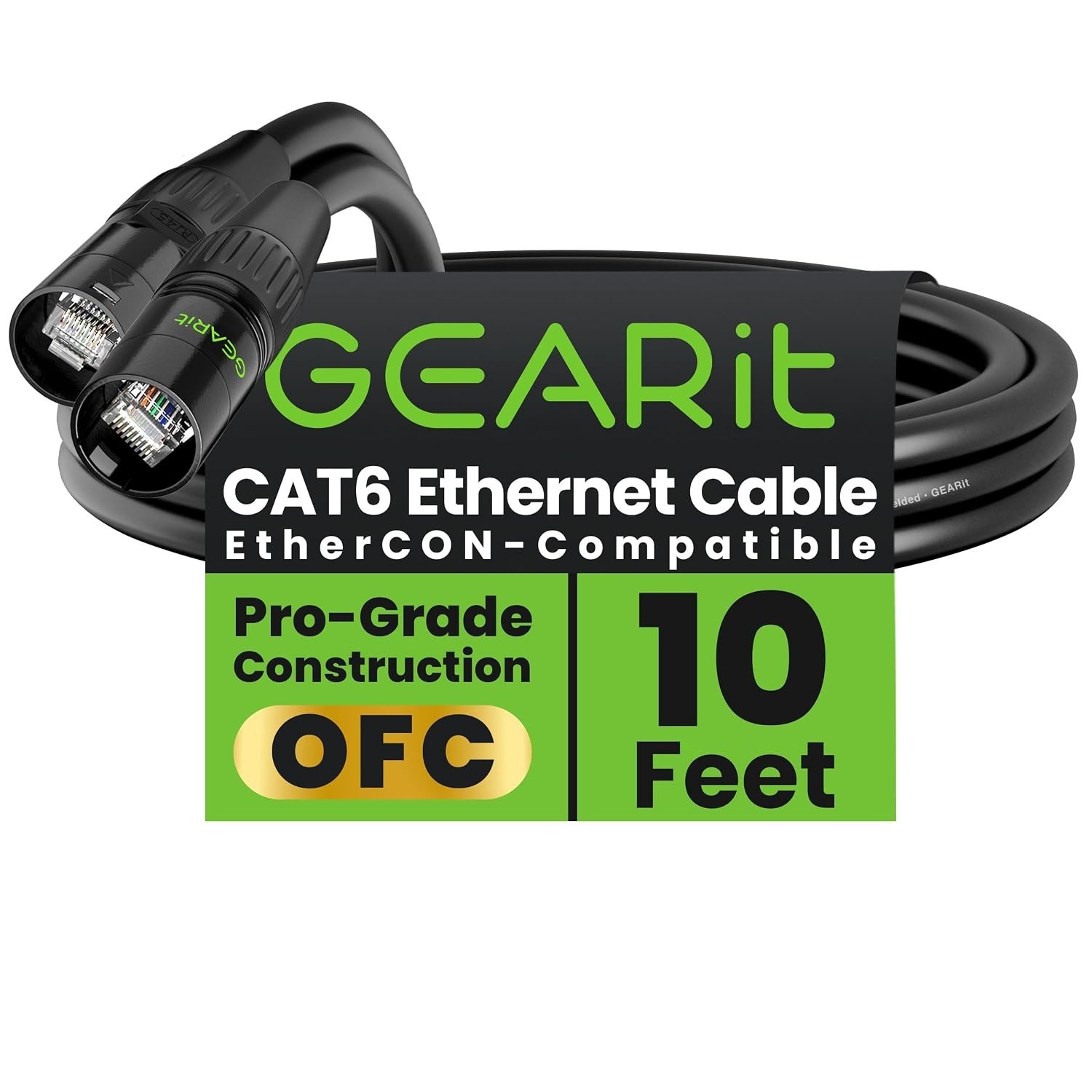 10ft Professional RJ45 EtherCON Cable – Studio Grade