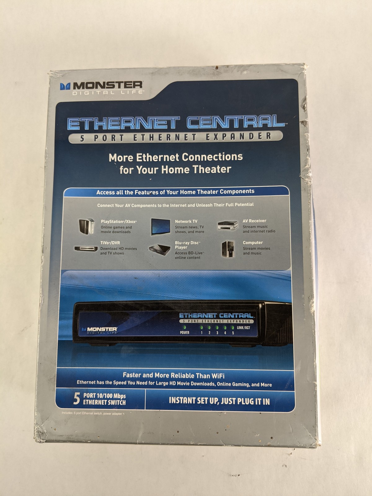 Lot of 5 New MONSTER DIGITAL LIFE DL ES-5 121668-00 Ethernet Central 5 Port
