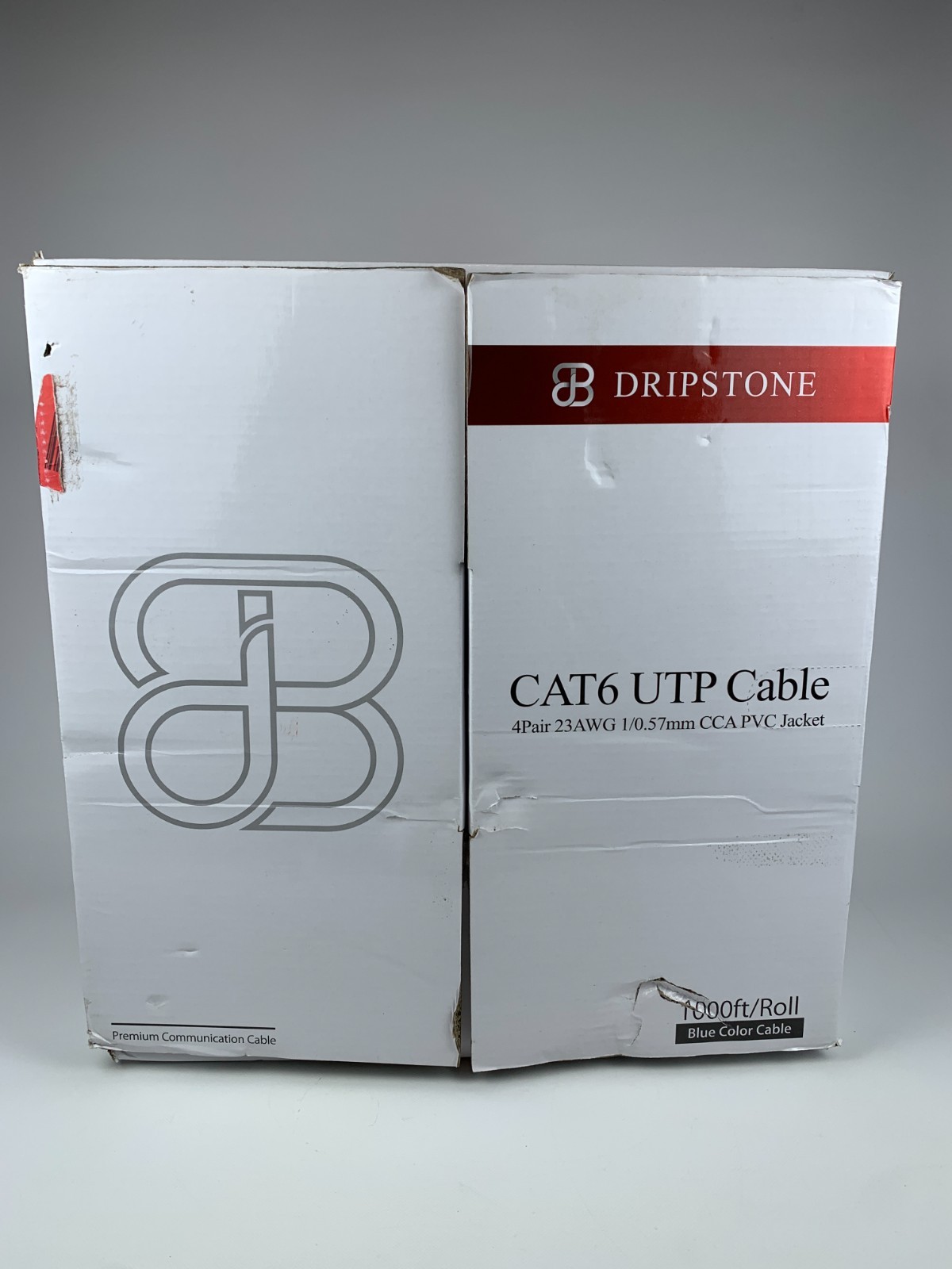 CAT6 CCA Solid 4 Pair 23g UTP .57mm Network Cable Dripstone 1000FT BLUE OPEN BOX