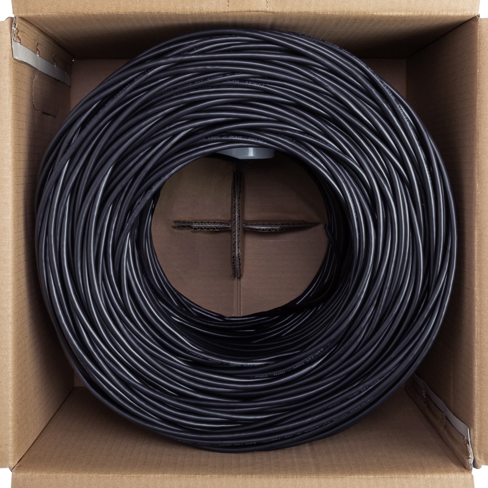 CAT5e Plenum Jacket CCA UTP 24AWG 350MHz Network Ethernet 1000FT Black Bulk