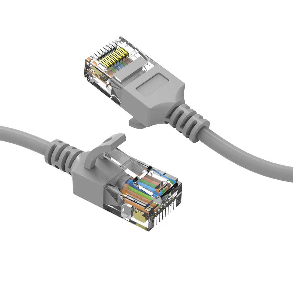 7Ft CAT6A UTP Slim Ethernet Network Booted Cable 28AWG Gray