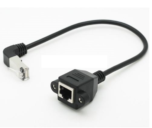 2pcs RJ45 Male Angled to Female Panel Mount Ethernet LAN Network Extension Cable