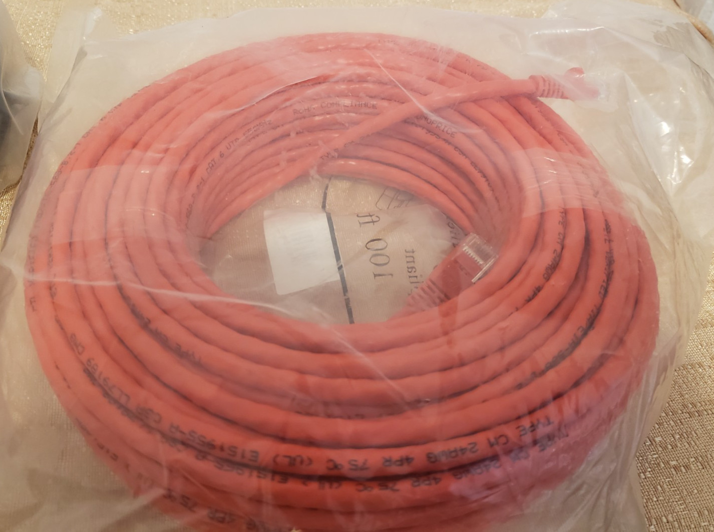 New CAT6-100-RED Category 6 Patch Cord UTP EIA/TIA TSB-40A Cable 100Ft