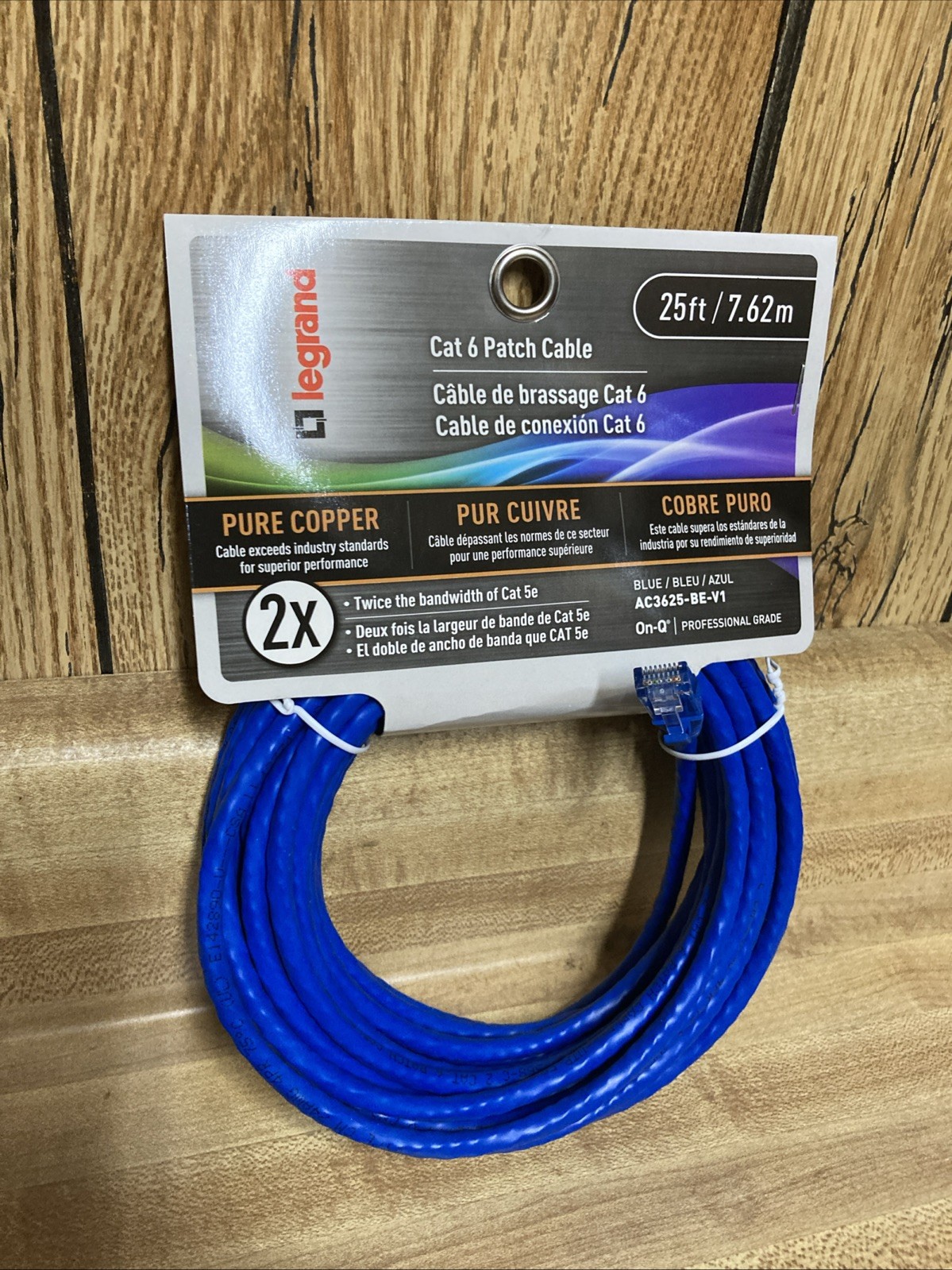 Cat 6 Patch Cable 25ft. Legrand AC3625BEV1 10Gbps Ethernet Speed Networking New