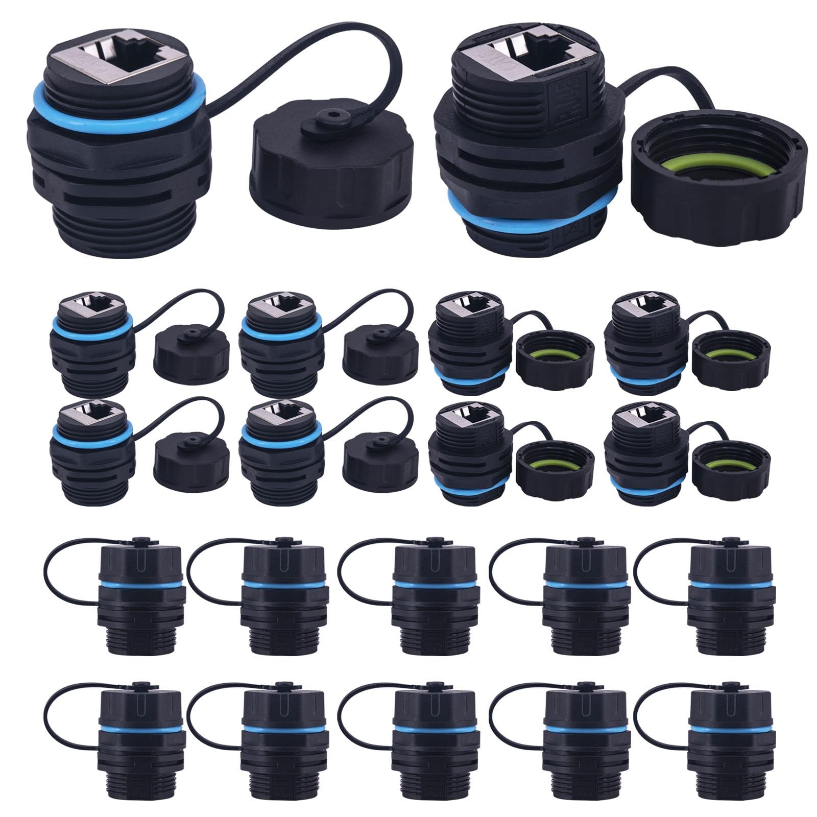 20 Pack Waterproof Cat6 RJ45 Panel Mount Coupler Ethernet LAN Connector Hub