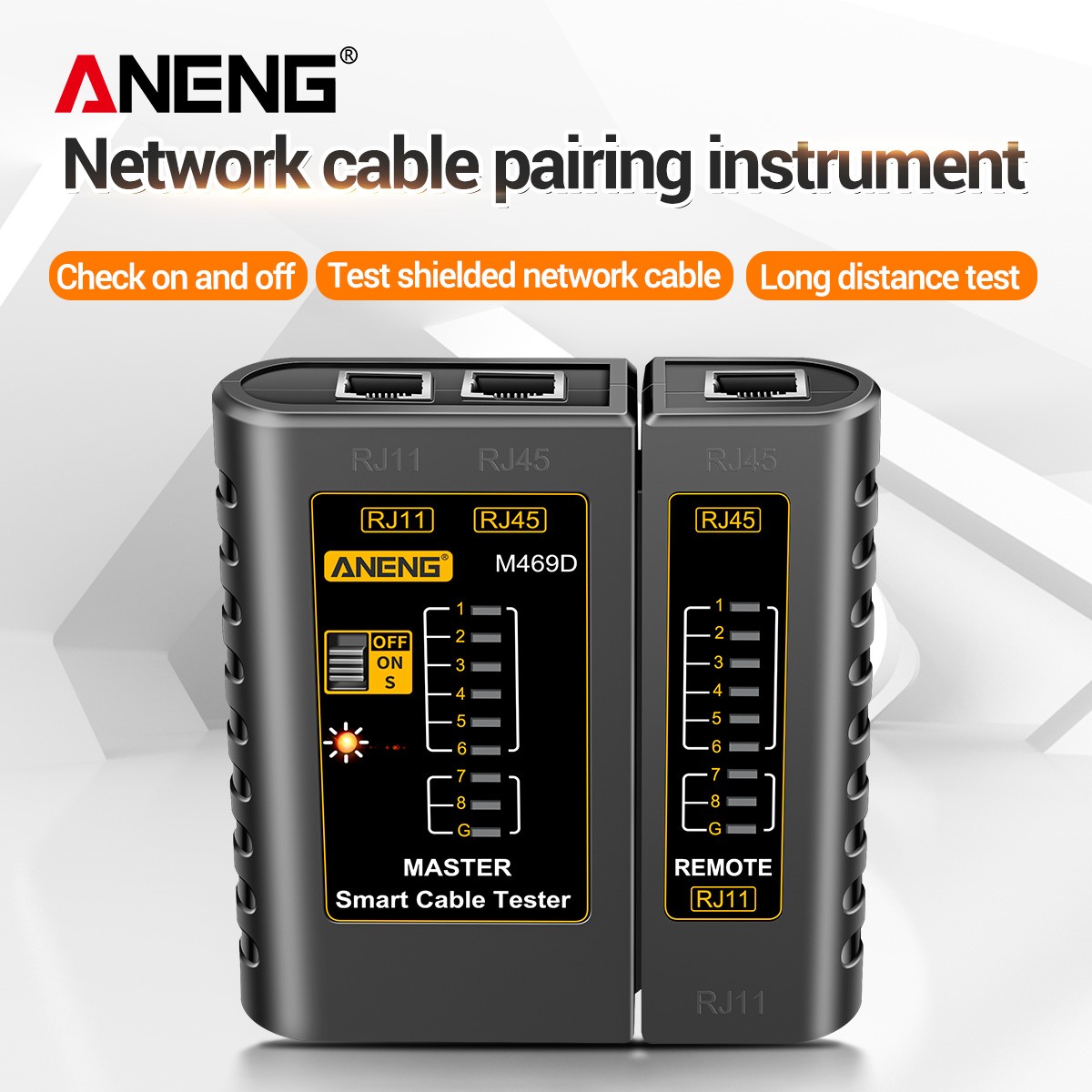 ANENG M469D RJ45 RJ11 Network Cable Tester LAN Telephone Line Detector Tracker