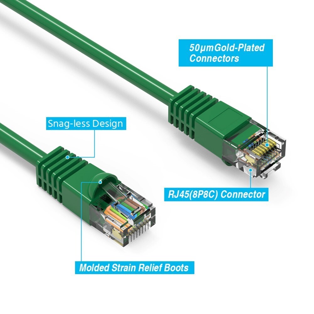 4FT Cat5E RJ45 Ethernet LAN Network UTP Snagless Patch Cable Pure Copper Green