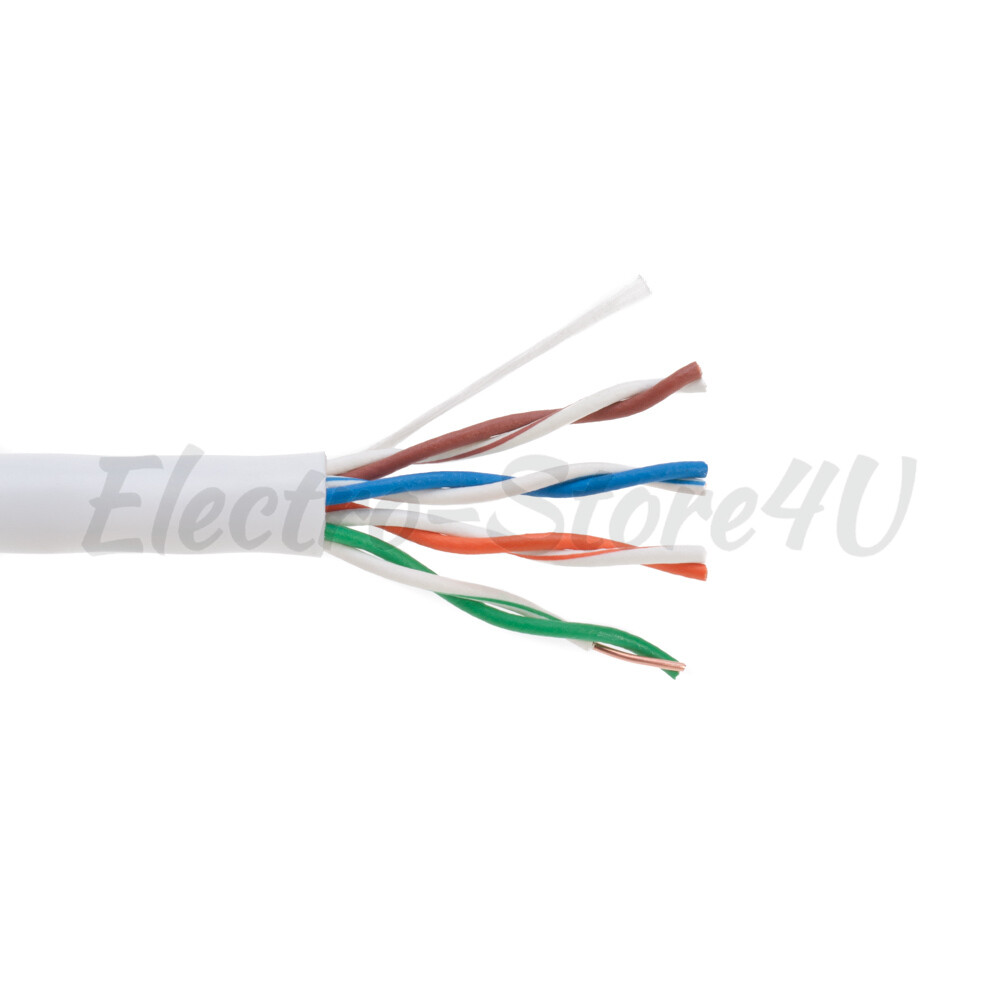 1000ft Cat6 White Ethernet Network Cable Solid 23AWG Copper Clad CCA Bulk Wire