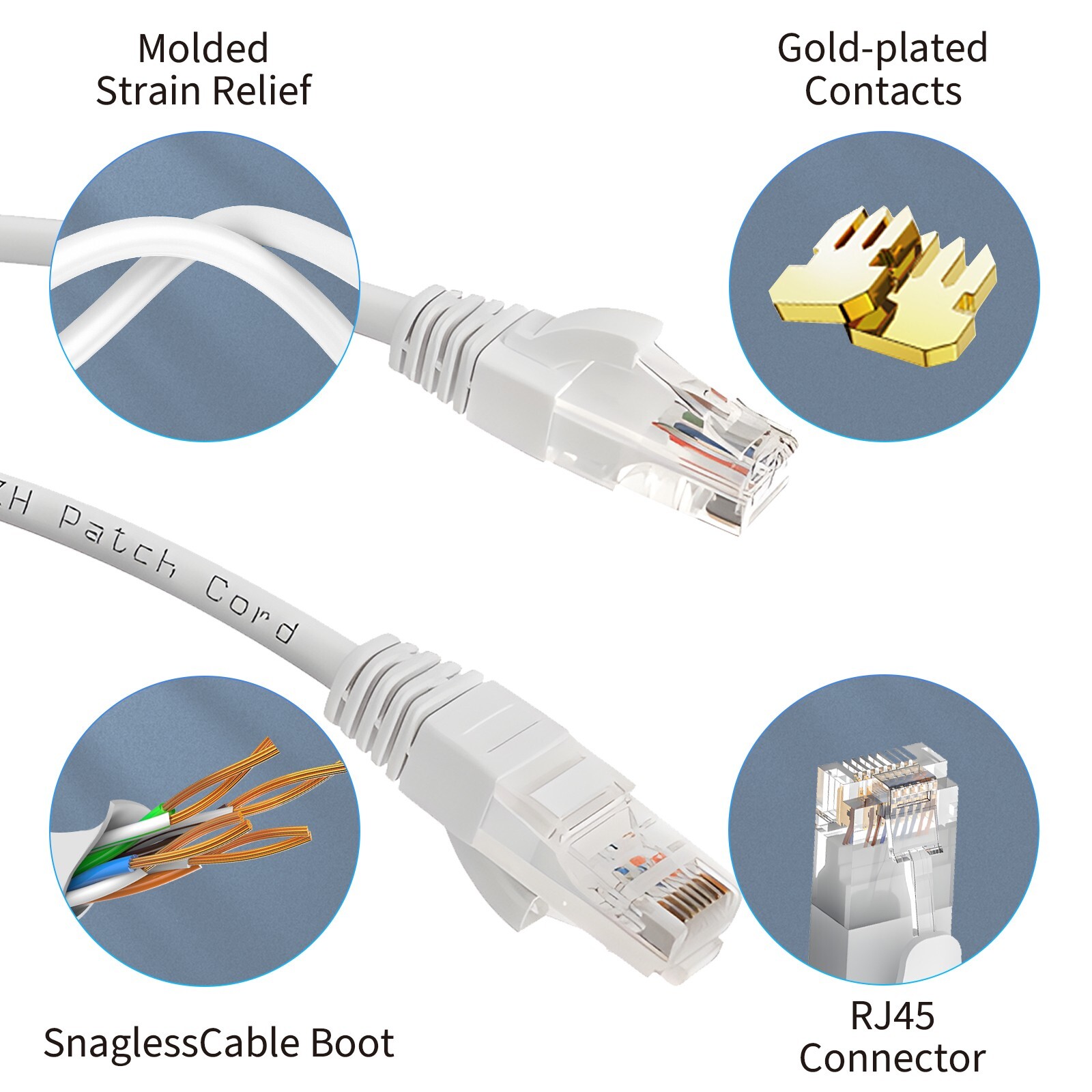 Ultrapoe CAT6/CAT5E Ethernet Patch Cable Network Internet Cord 6-100FT Multi lot
