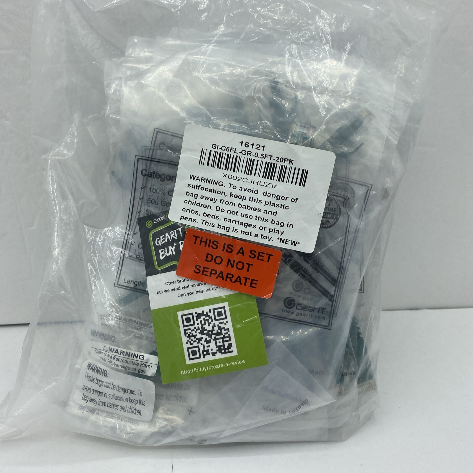 GearIT Cat 6 Ethernet Cable .5 ft (20-Pack) – Cat6 Patch Cable, Cat 6 Patch 6″