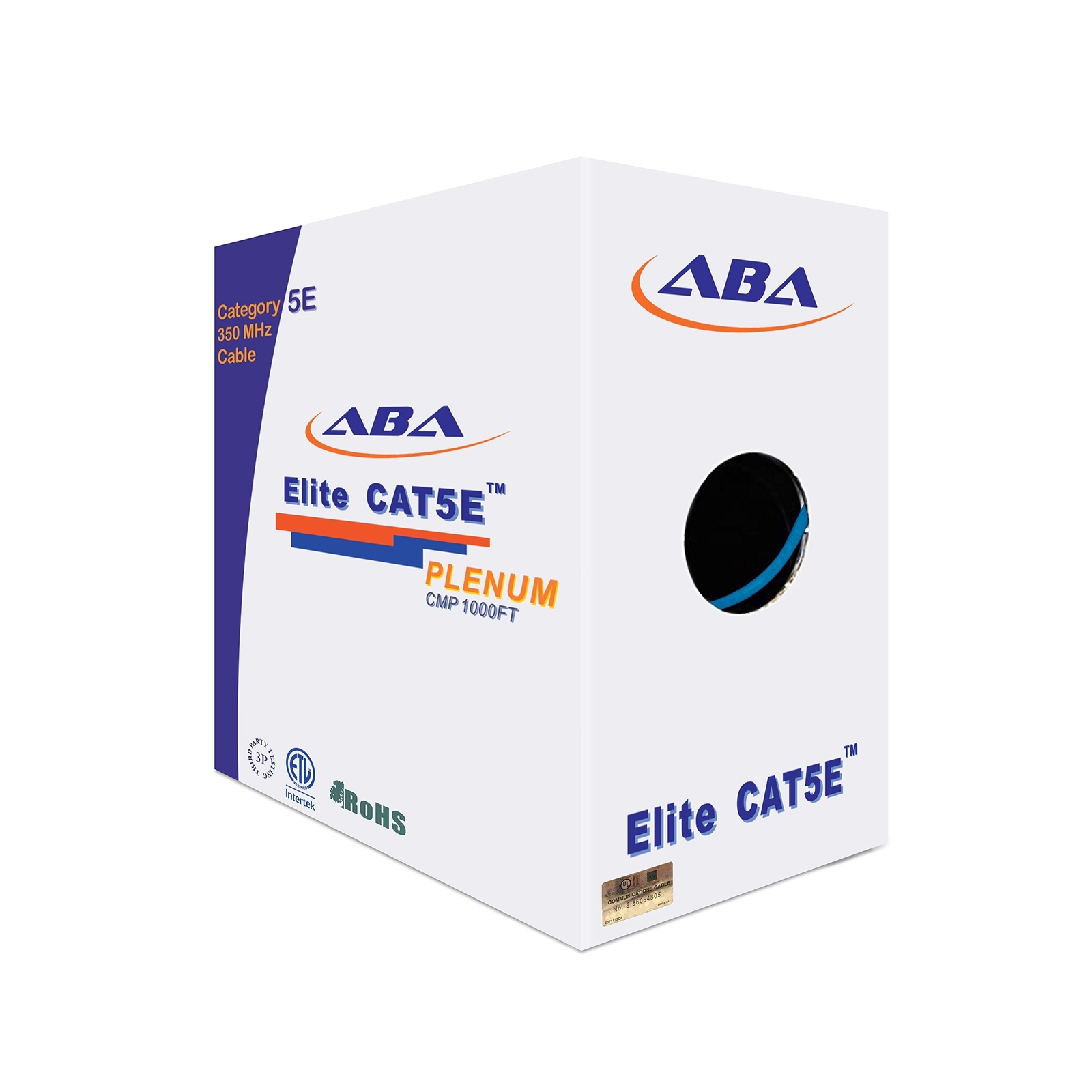 CAT5E Plenum (CMP),1000ft, UTP 24AWG, Solid Pure Copper, 350MHz, UL Certified…