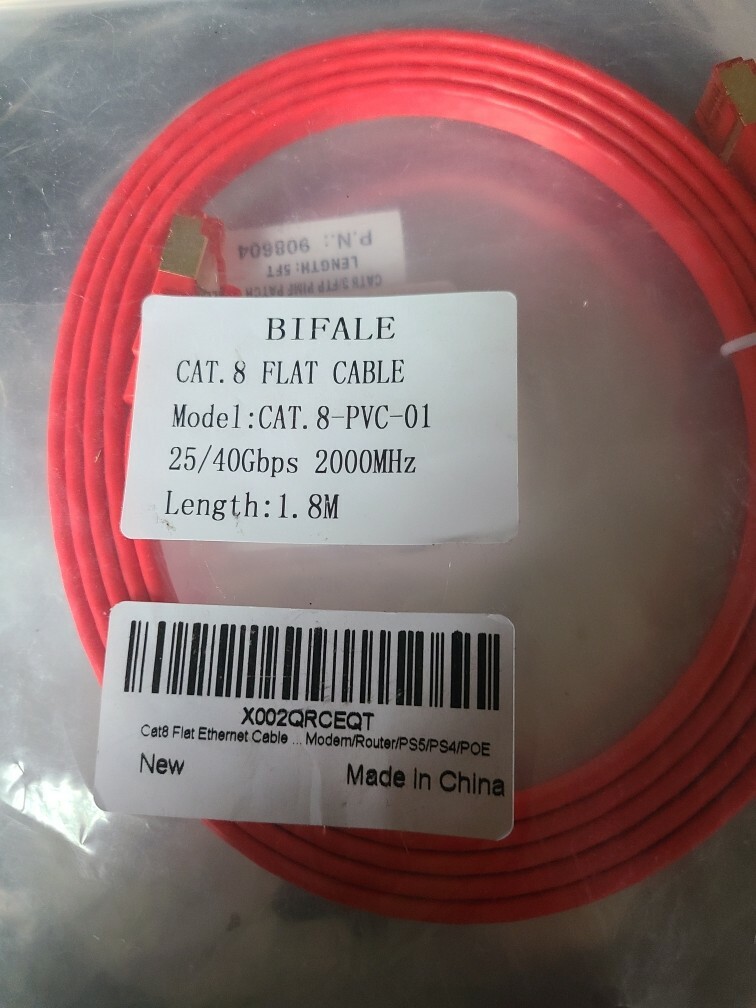 BIFALE Cat 8 Gold Plated Ethernet Cable 5.4ft 1.8m