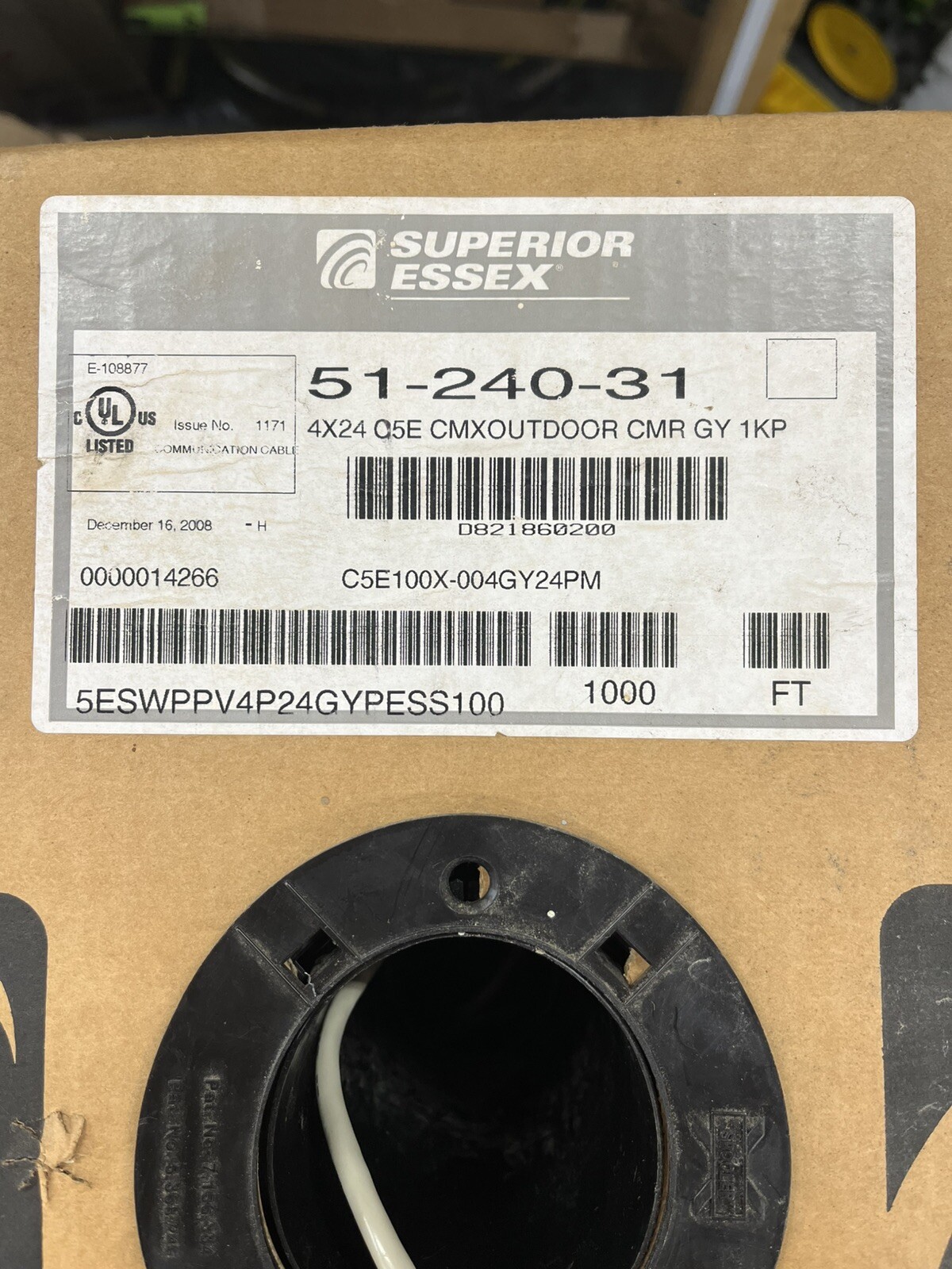 100′ FT Superior Essex 51-240-31 CMX OUTDOOR Category 5e Riser Cable GRAY CAT5E