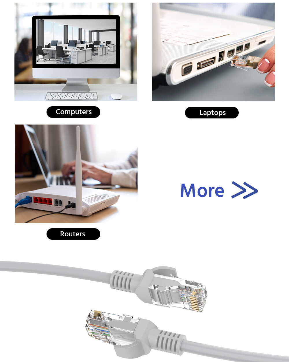 ANNKE 60ft 100ft CAT5E POE Ethernet Cable LAN RJ45 for Security IP Camera System