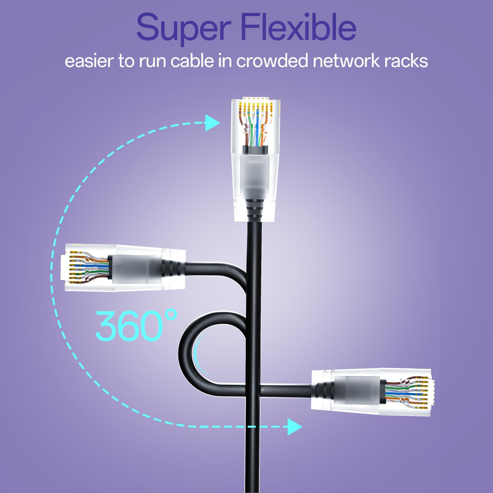 24 Pack 1Ft Cat6a Patch Cables Slim , Flexible Ethernet Cable 10G 550MHZ, 28AWG