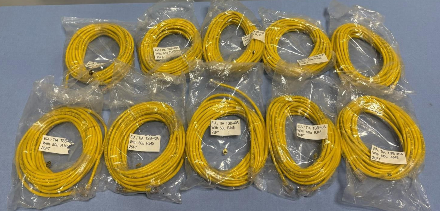 *LOT OF 10* Cat 5E 25FT Ethernet Cable EIA/TIA RJ45 TSB-40A 50U
