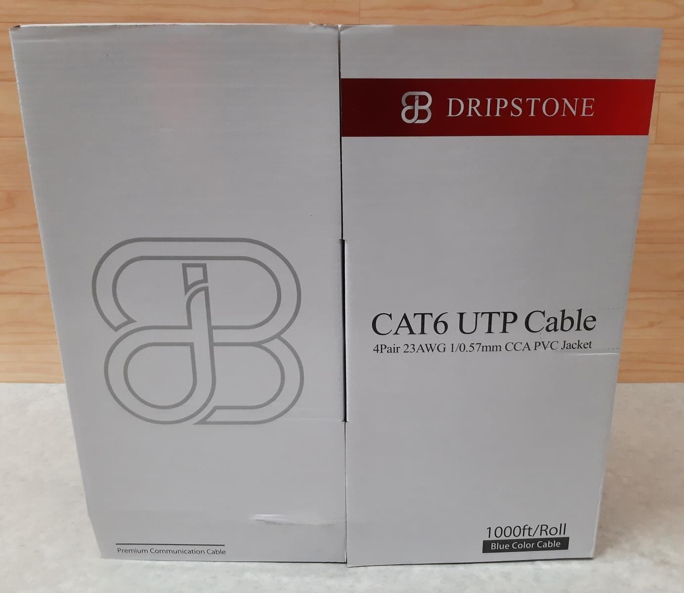 Dripstone 1000 Ft Roll CAT6 UTP Cable 4Pair 23AWG 1/0.57mm CCA PVC Jacket Blue