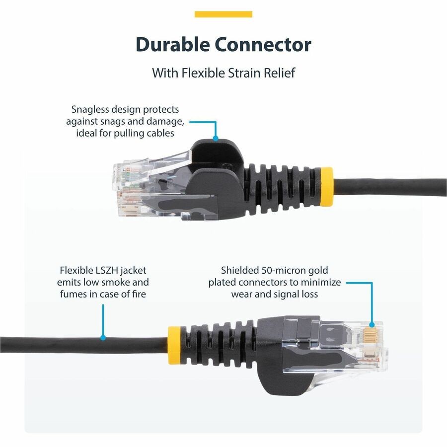 StarTech N6PAT9INBKS 9in Black Slim CAT6 Ethernet Cable RJ45 10Gbps