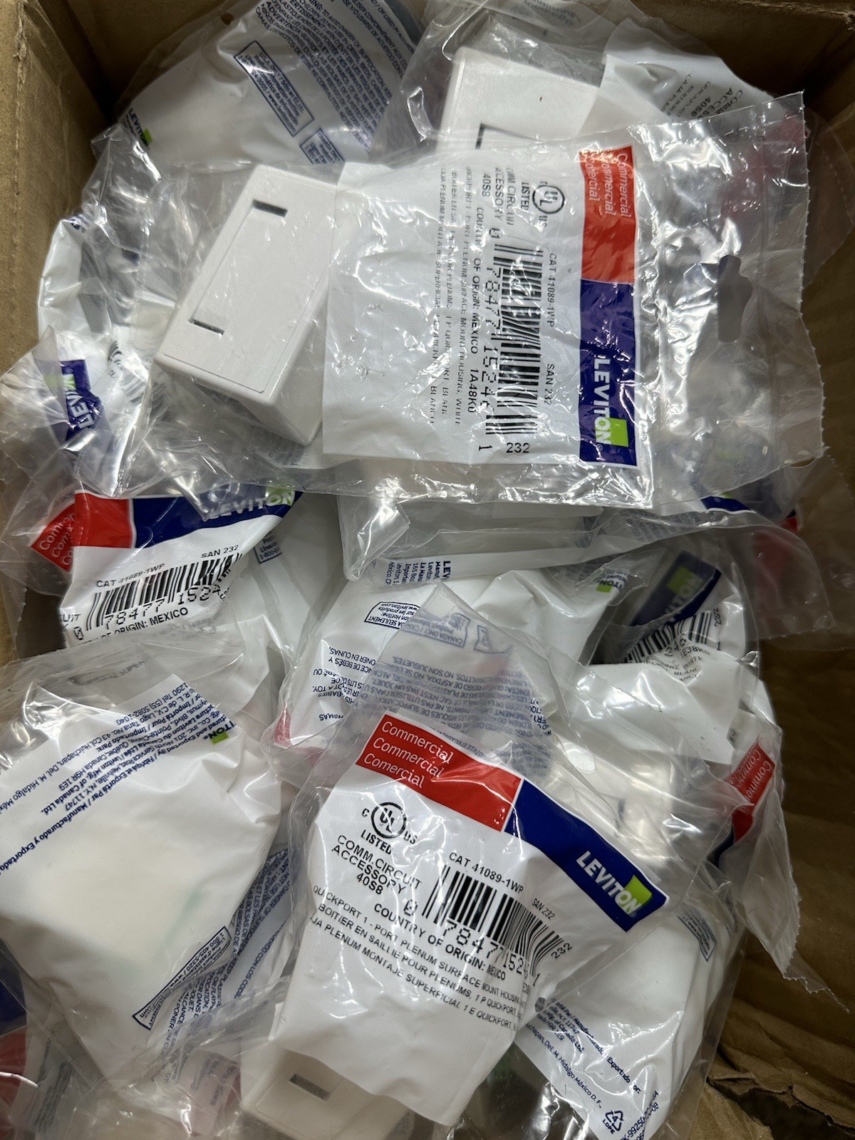 NEW Lot of 48 41089-2WP Leviton Surface-Mount QuickPort Box, 2-Port, White