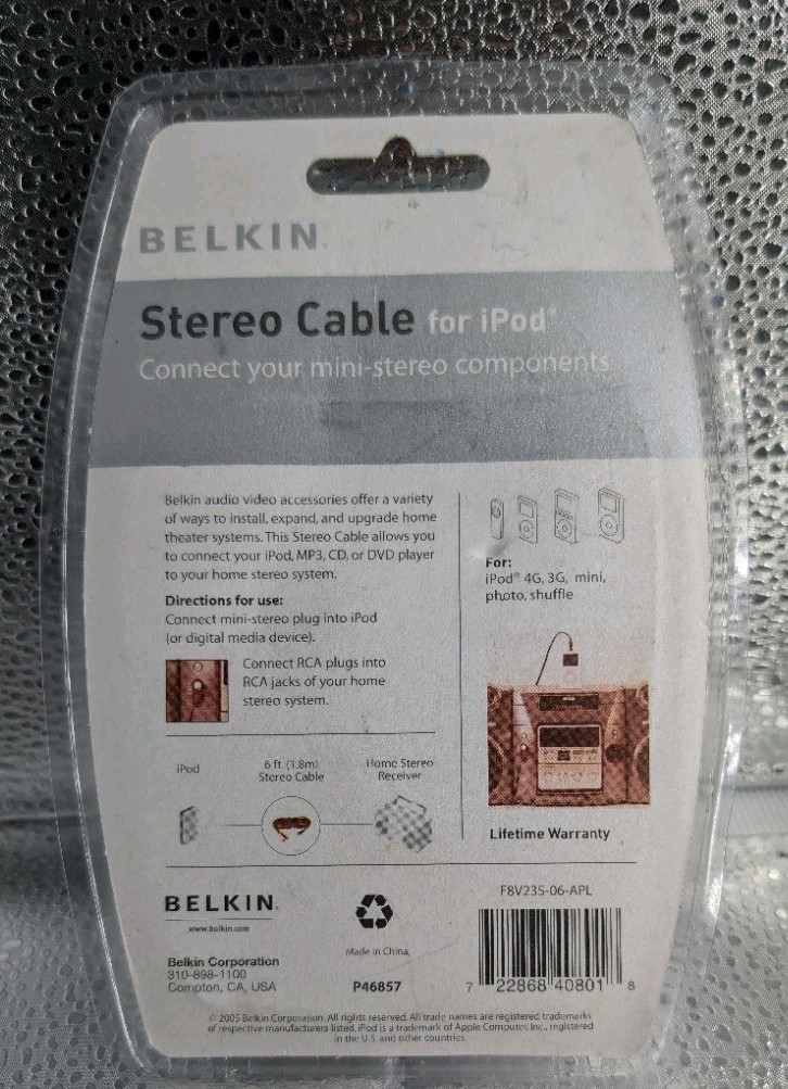 Belkin F8V235-06 3.5mm Male to RCA Stereo Male Cable, Black, 6 Ft