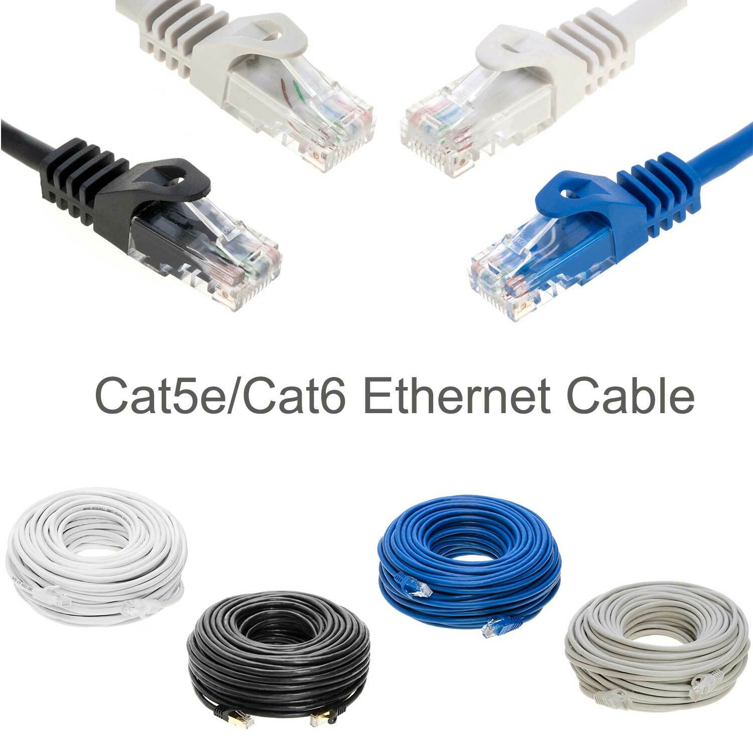 Cat5e Cat6 Ethernet Internet LAN Network Cable Router Blue White Black Grey lot