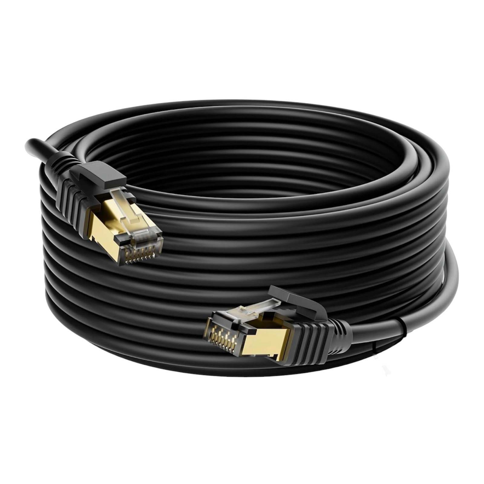 BIFALE Cat7 Ethernet Cable 75ft Outdoor SSTP 10Gbps 600MHz RJ45 Black