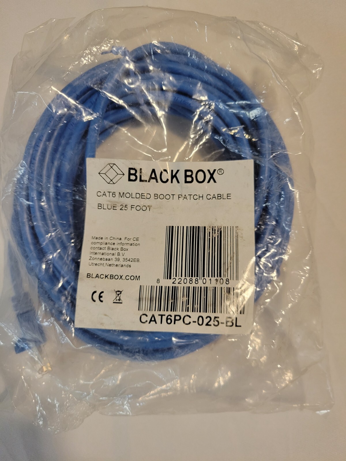 Black Box CAT6 Molded Boot Patch Cable RJ-45 [m] 25 Ft Blue