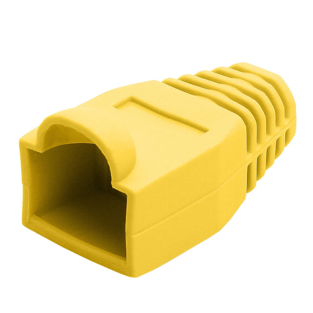 RJ45 Strain Relief Boot Yellow Cat5e/Cat6 End Cap Ethernet Cable Plug Cover LOT