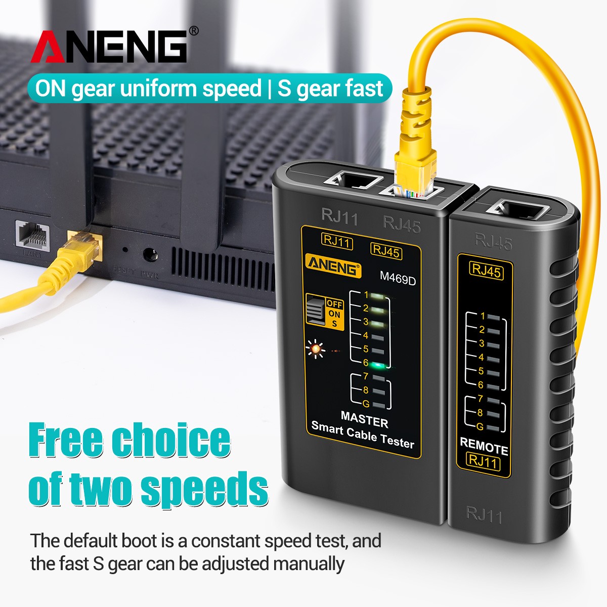 ANENG M469D RJ45 RJ11 Network Cable Tester LAN Telephone Line Detector Tracker