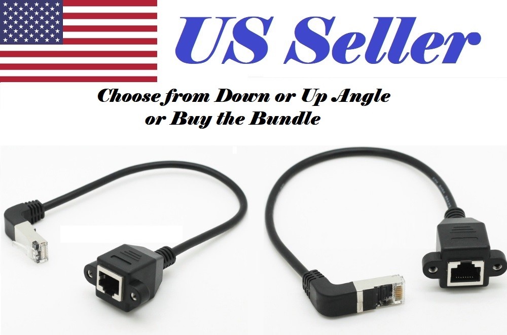 RJ45 Male Up / Down Angled to Female Panel Mount Ethernet LAN Network Cable