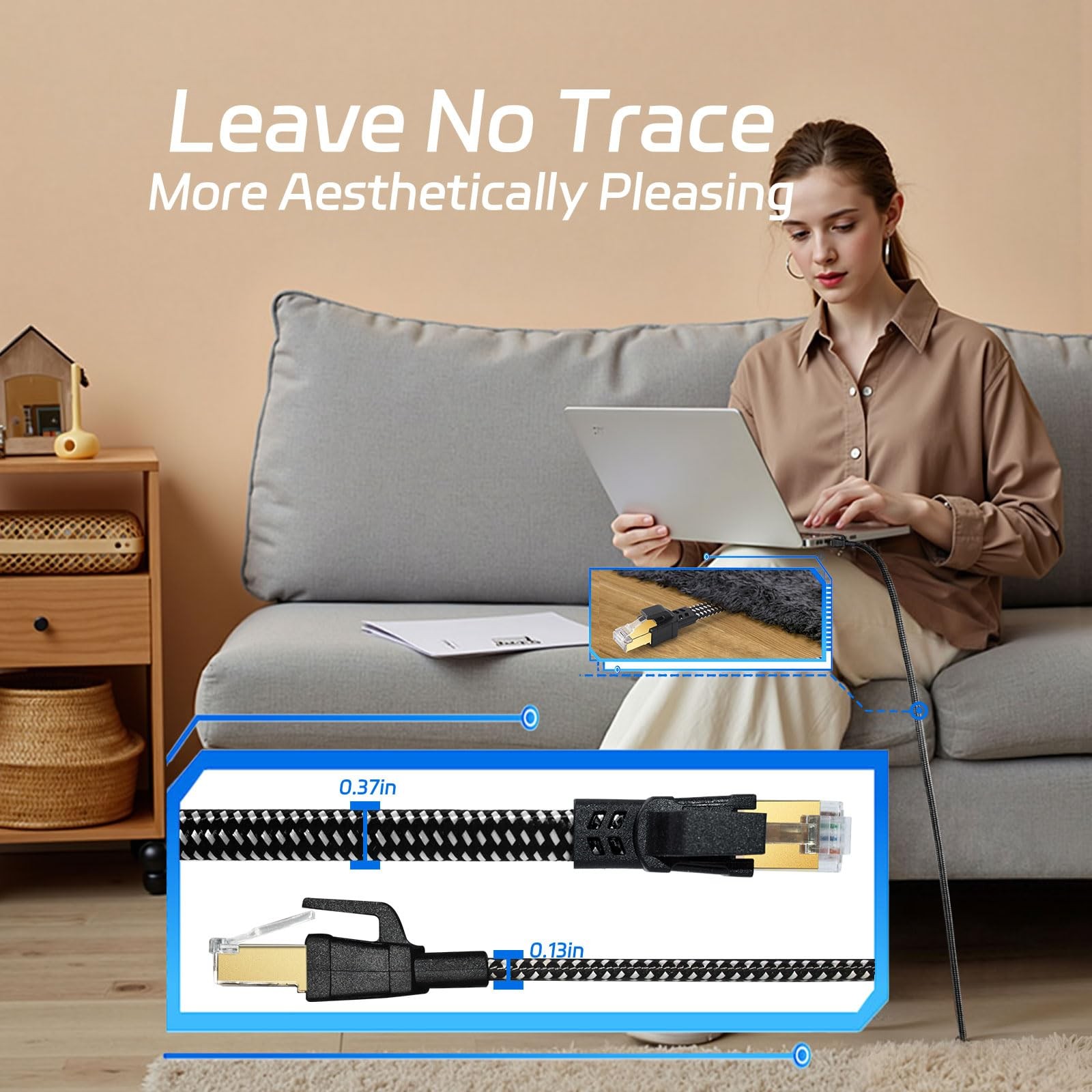 Cat 8 Ethernet Cables 3FT, 6FT 10FT 15FT 20FT 25FT 30FT 40FT 50FT 3ft, Black
