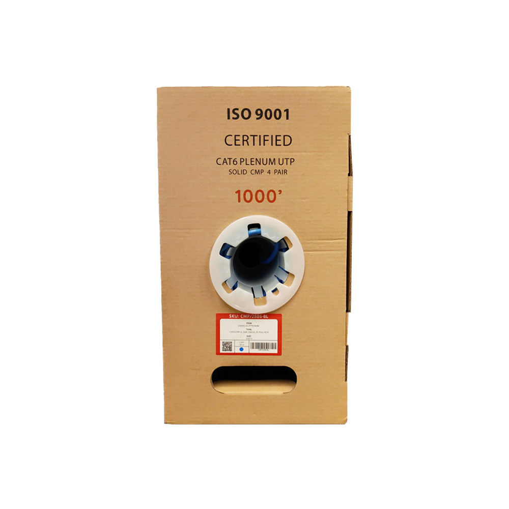 CAT6 Plenum Ethernet Cable 1000FT, 23AWG 550MHz UTP Blue