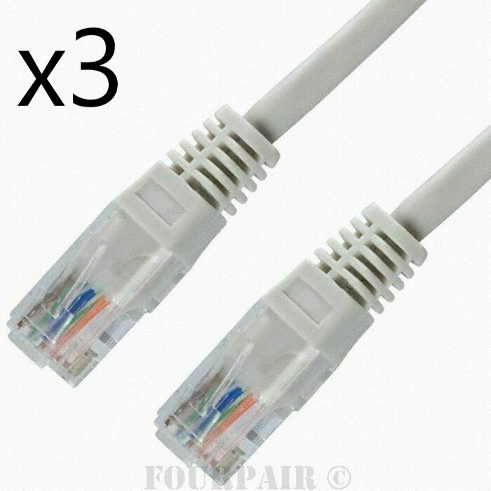3 Pack Lot – 1ft CAT5e Ethernet Network LAN Router Patch Cable Cord Wire Gray
