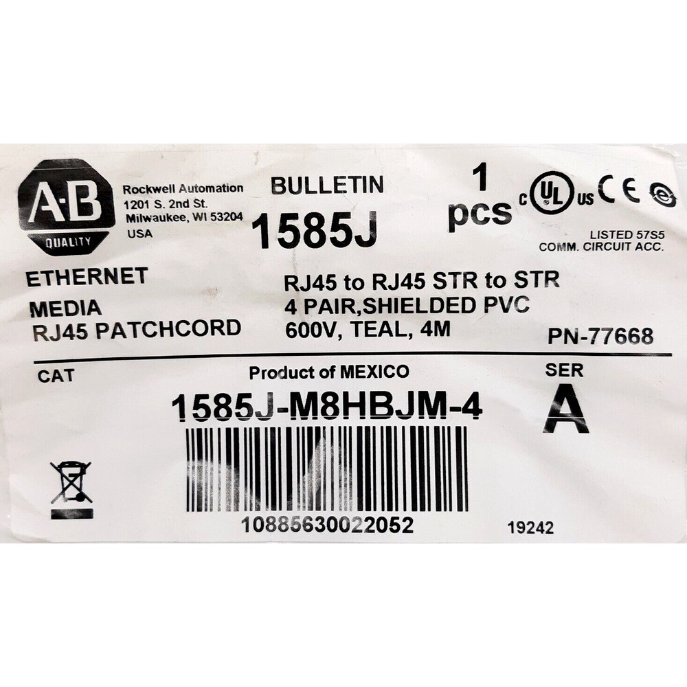 NEW Allen-Bradley 1585J-M8HBJM-4 Ethernet Patchcord US Free Tax