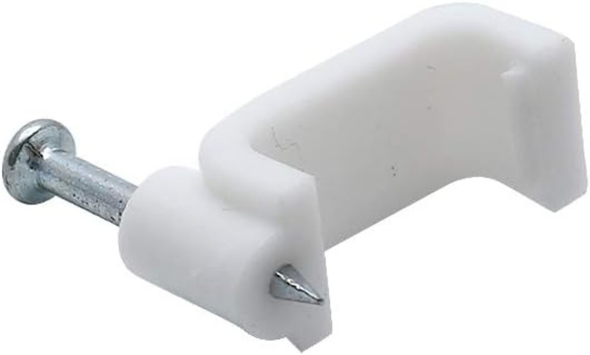 100 Pcs 14mm Flat Ethernet Cable Clips – Modern White Wire Management Solution