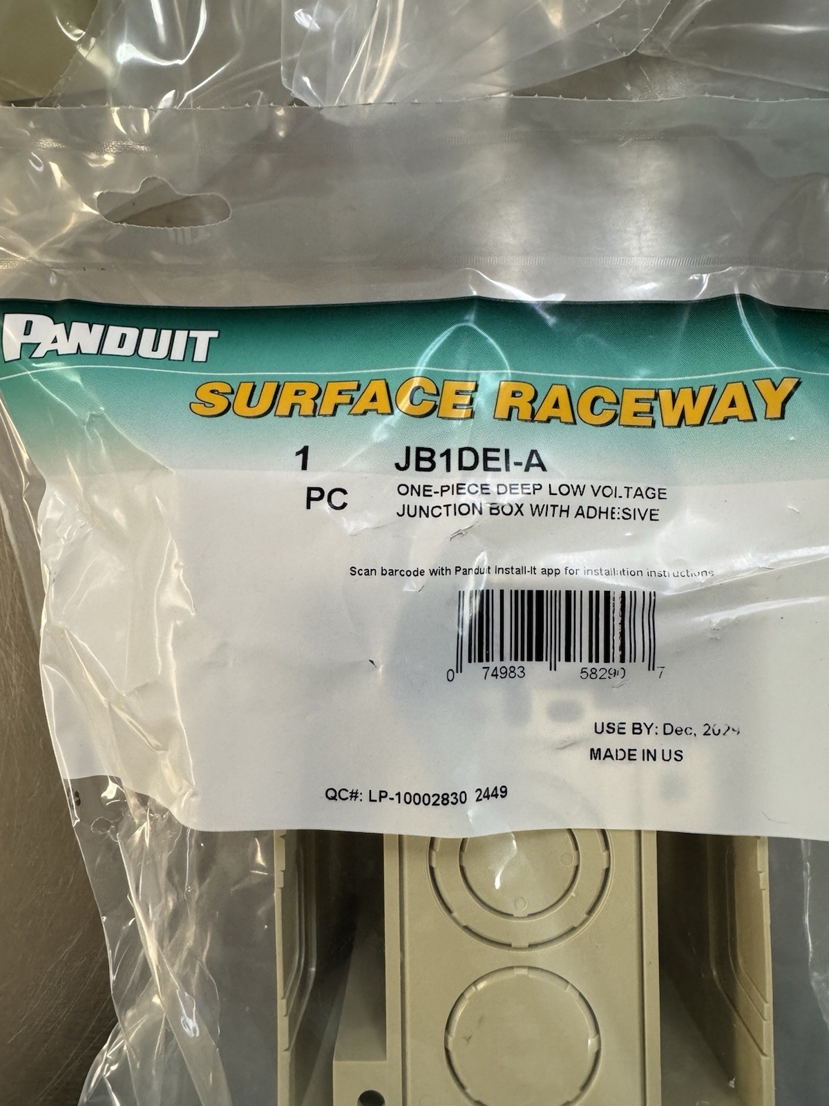 Panduit JB1DEI-A Low Voltage Junction Box Single Gang Deep Outlet Boxes Ivory