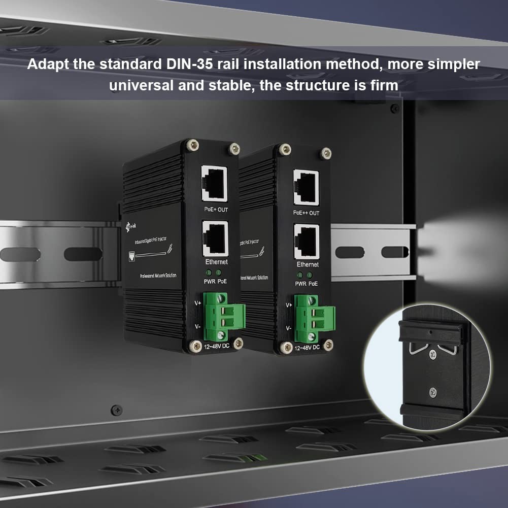Elenzk Industrial Gigabit RJ45 IEEE802.3at/bt 95W PoE++ Injector 95W,