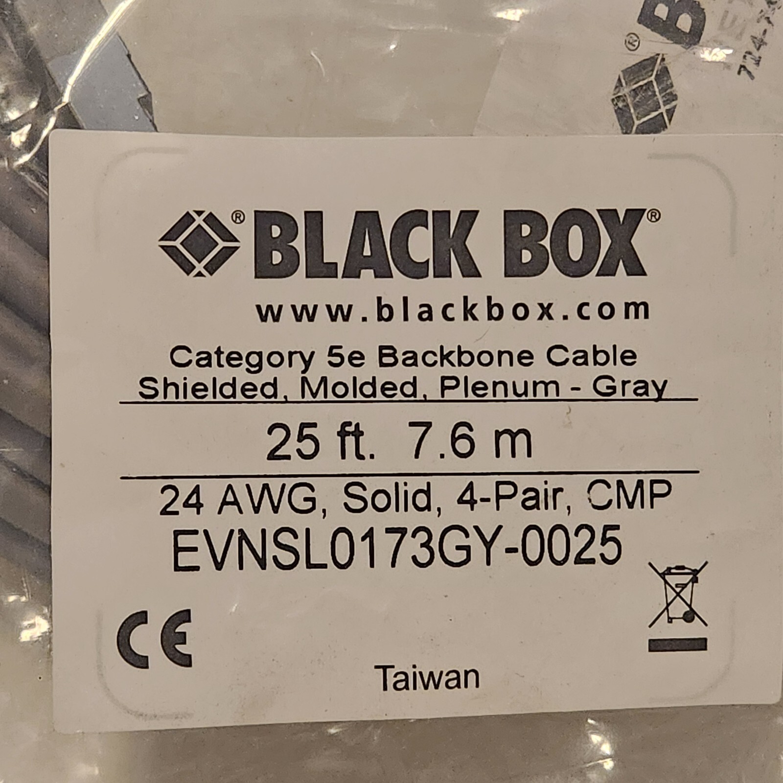 Black Box EVNSL0173GY-0025 CAT5e 100-MHZ Molded Boot Shielded Ethernet Cable