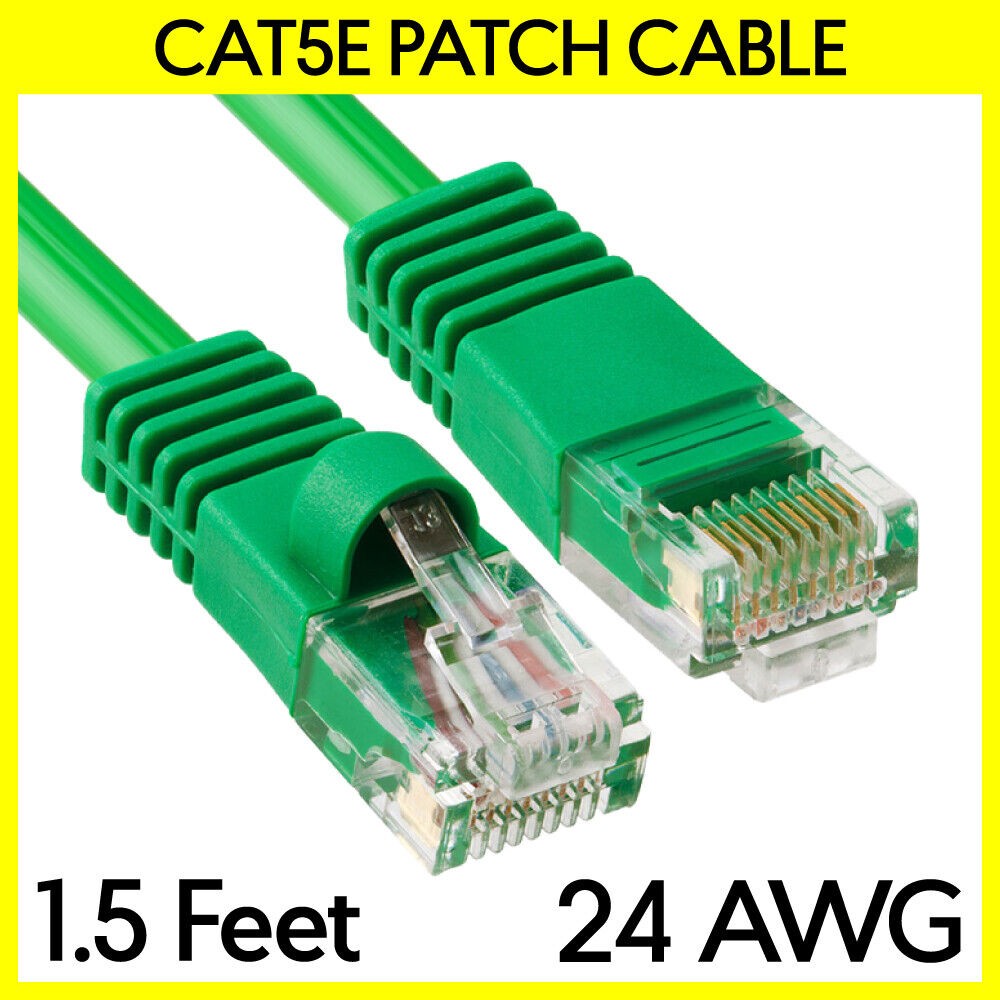 1.5FT Cat5e Cable Green LAN Cat 5e Ethernet Patch Cord RJ45 Internet Modem Cable
