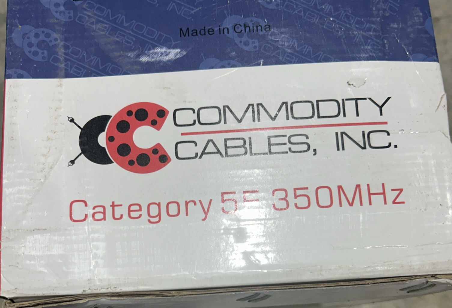 Commodity Cable Cat5e 350MHz CMR Ethernet Cable White 24AWG Solid Copper 1000 FT
