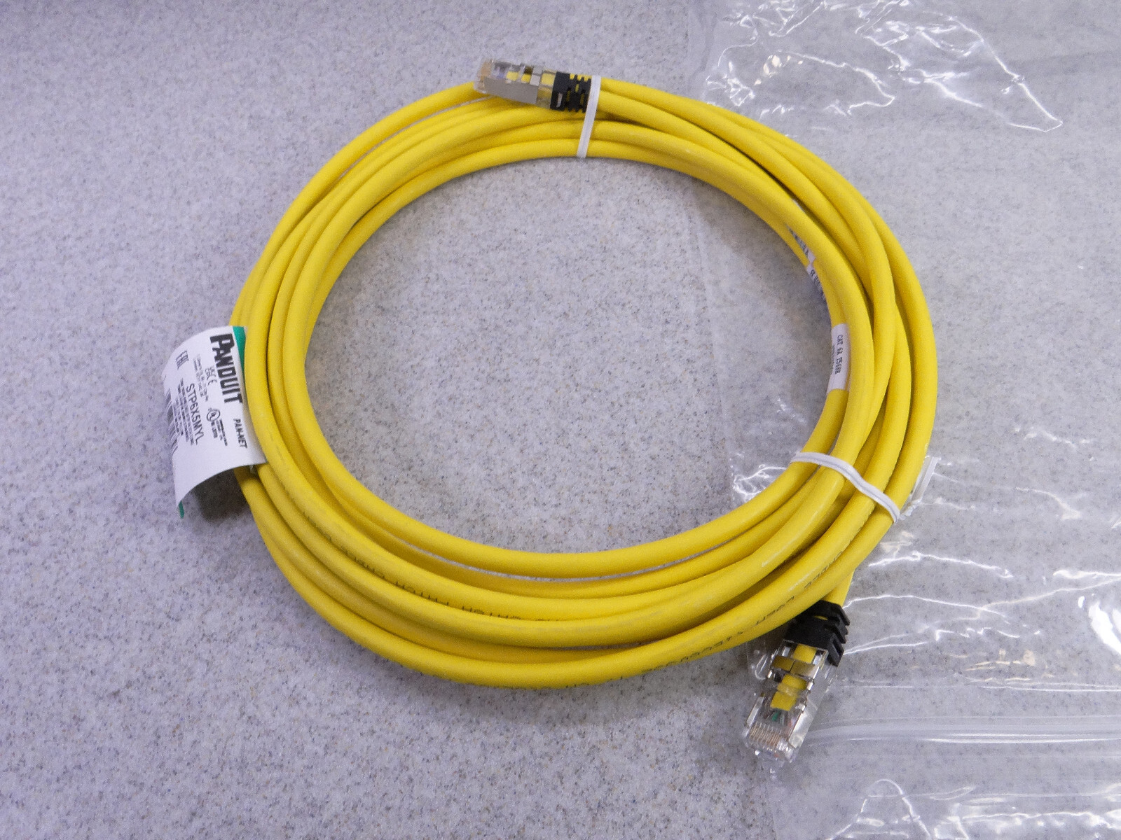 PANDUIT STP6X5MYL CAT6A SHIELDED PATCH CORD CABLE, RJ45, YELLOW, 5-METER