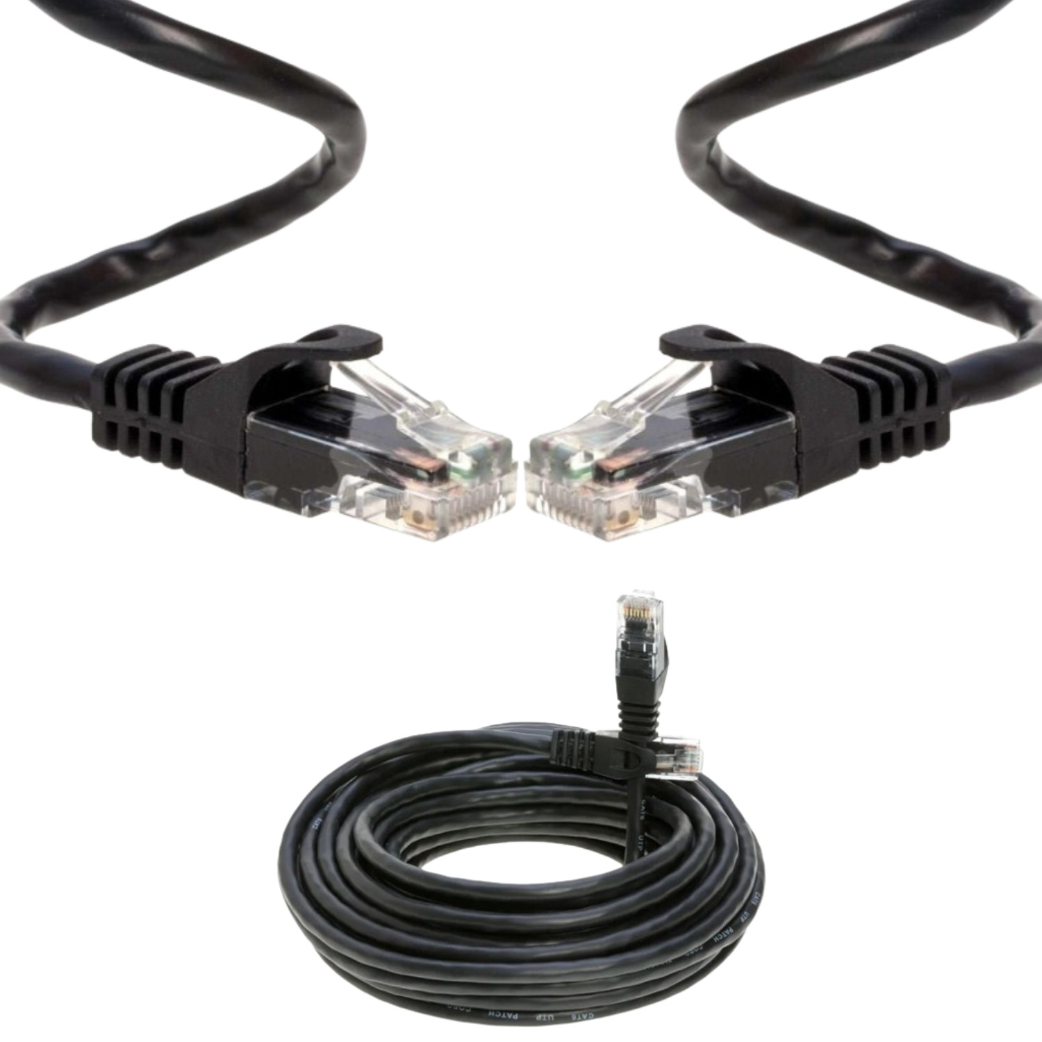 CAT5E Ethernet LAN Cable RJ45 Black 50ft to 200ft for PS3, Xbox, PC, Router lot