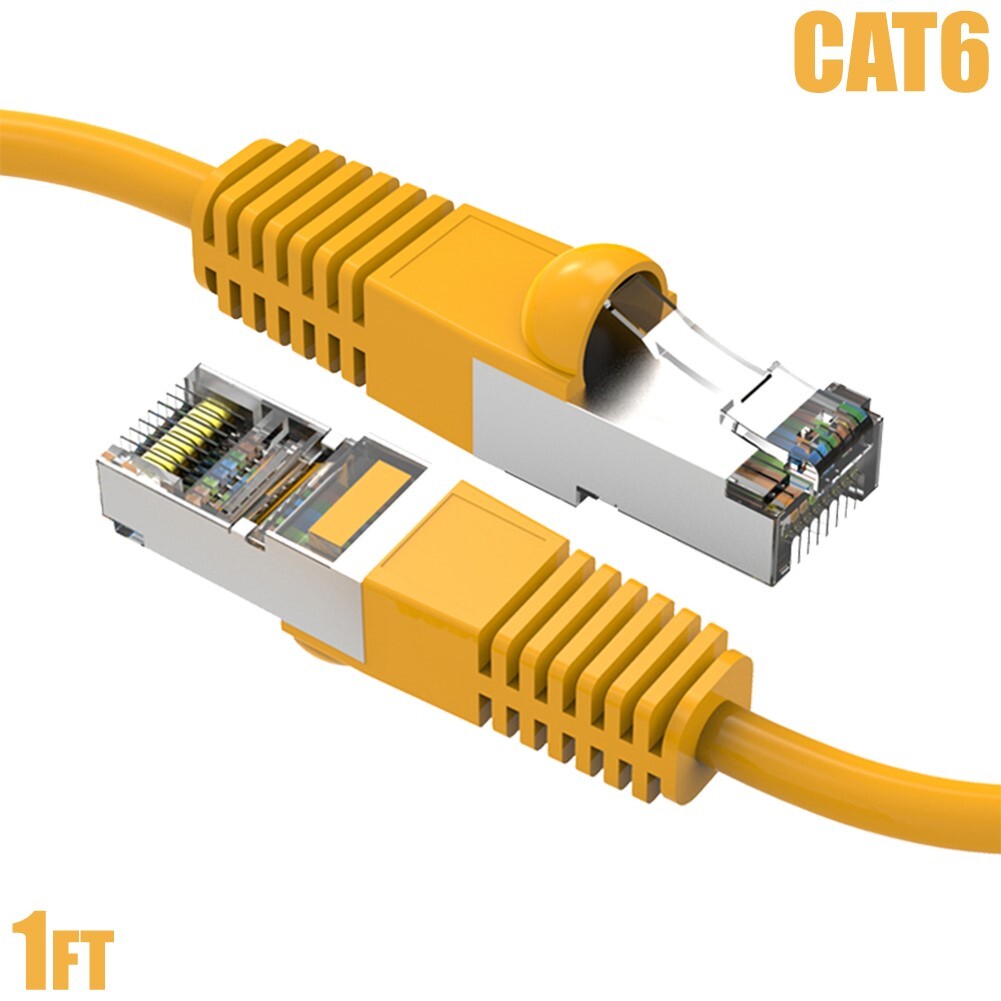 1FT Cat6 RJ45 Ethernet LAN Network SSTP Shielded Patch Cable Copper 26AWG Yellow