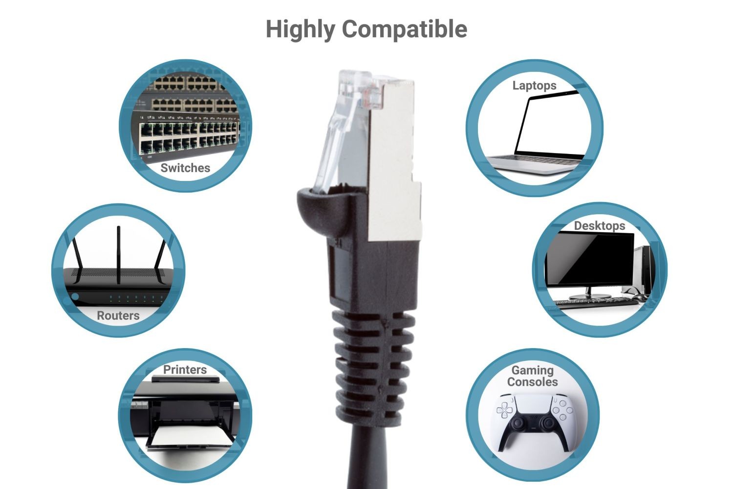 CAT5e Shielded Ethernet Patch Cable, Snagless, 25 Foot, – Lifetime Warranty