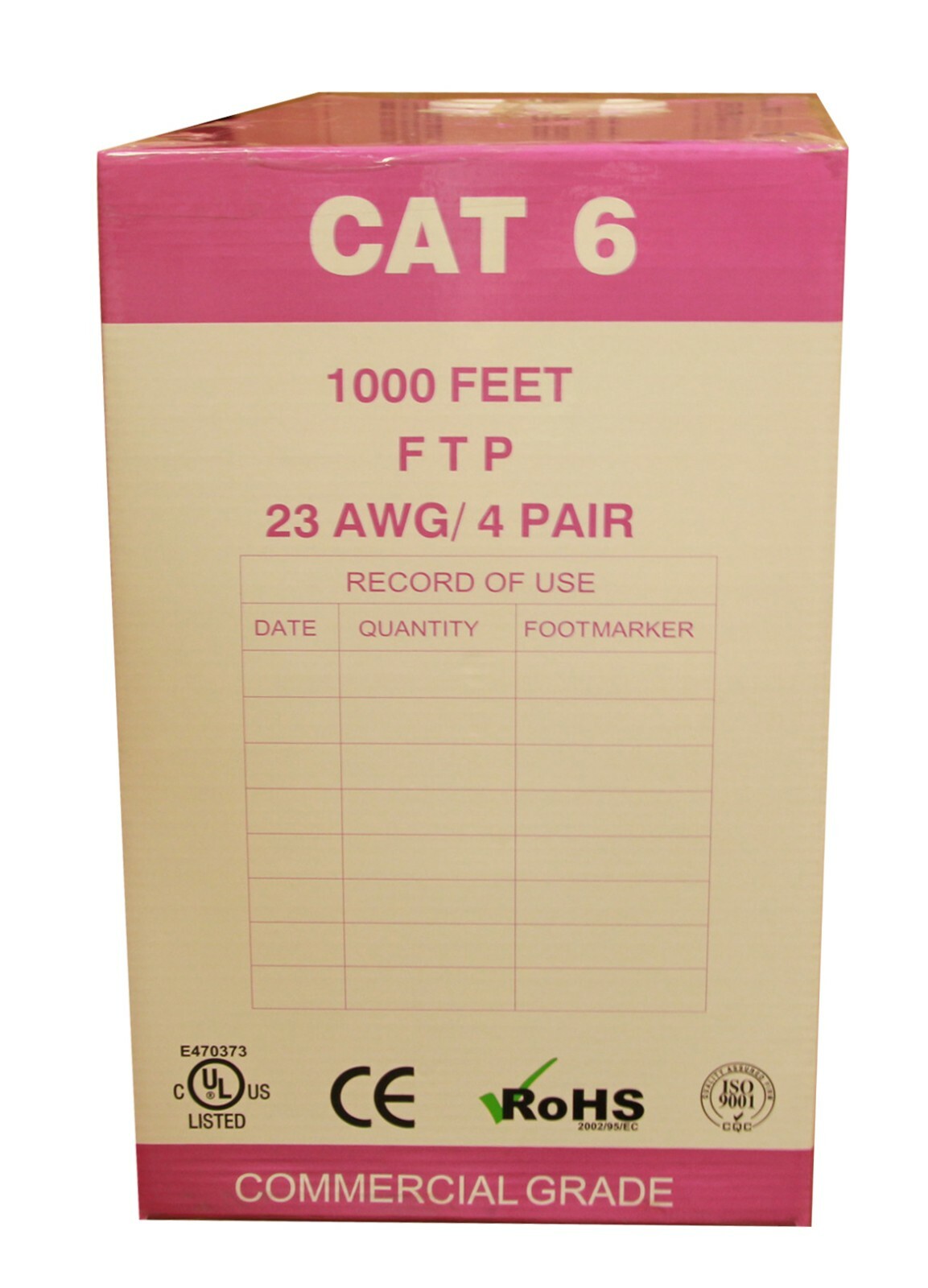 CAT6 1000FT ETHERNET CABLE Solid Bare Copper White 23AWG 4Pair 350MHz ETL Listed