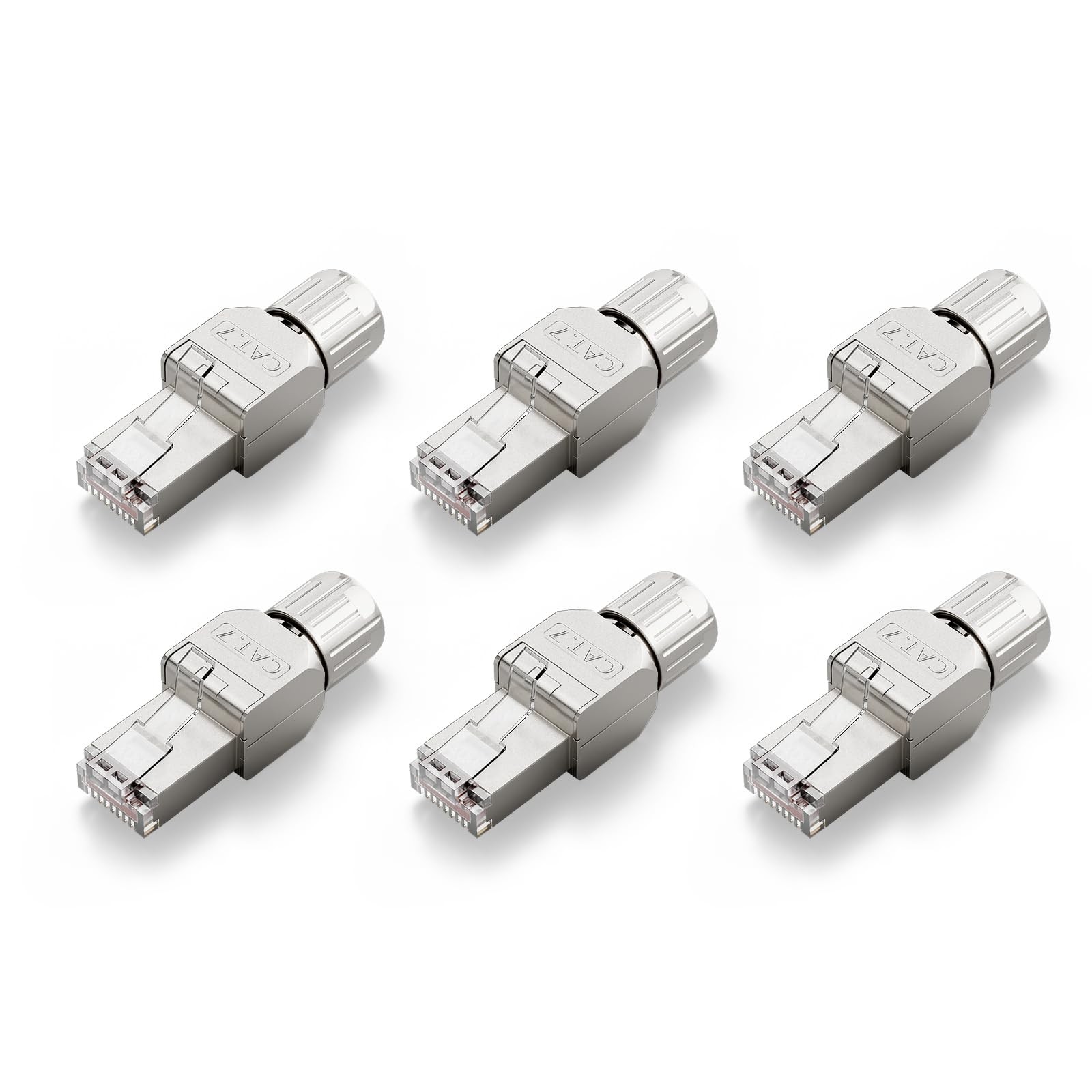 6 Pack RJ45 Toolless Connector Zinc Alloy Shielded Tool Free Ethernet Plug CAT7
