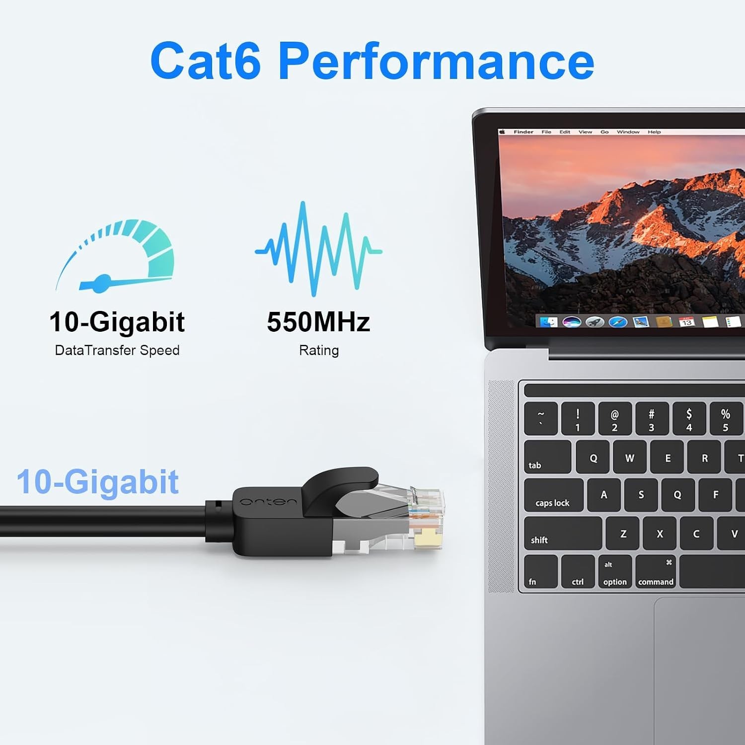 Durable Cat 6 Ethernet Cable 6ft, 5-Pack, Compatible with Computers & Printers