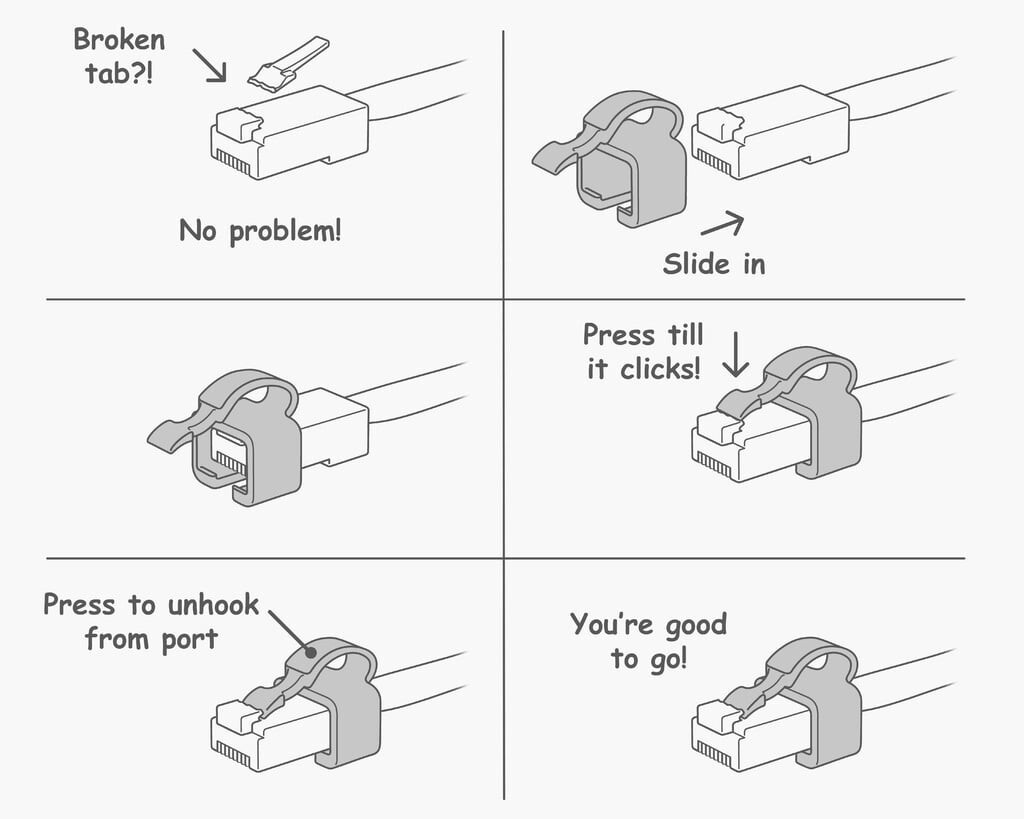 Broken RJ45 Ethernet Plug Clip Fix Repair CAT5 CAT5e CAT6 connectors (10 PCS)