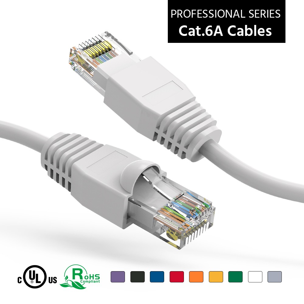 5 Pack of 50Ft CAT6A UTP Ethernet Network Booted Cable 35-100 Feet White